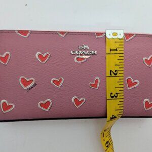 Coach Statement Wallet w/ Red Hearts & Pink Background, Logo Stamped, NWOTS!